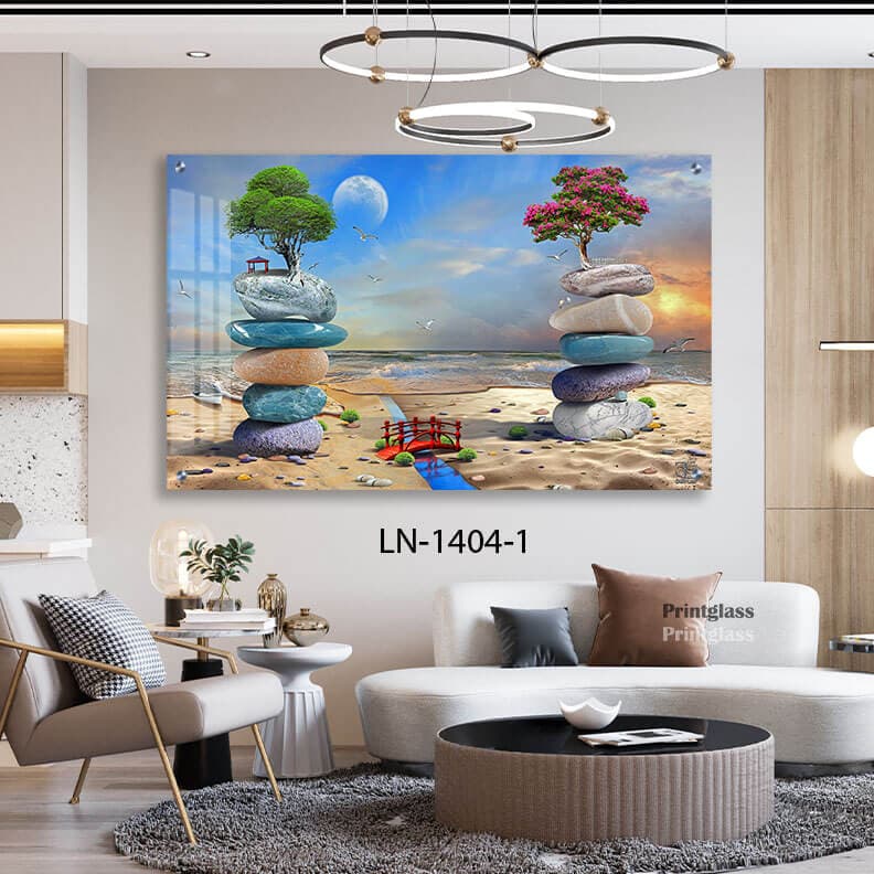 מגדל חלוקי נחל בים - תמונה למשרד מזכוכית
