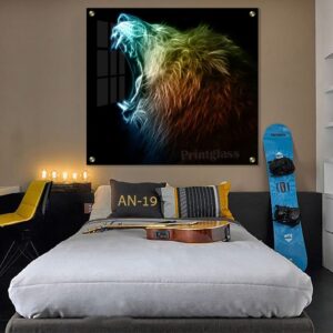 תמונת זכוכית מרובעת של אריה רינבו לחדר שינה