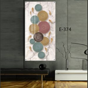 תמונת זכוכית לסלון של דגים ועיגולים