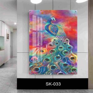 הדפסה על זכוכית - טווס צבעוני