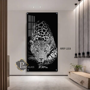 תמונת זכוכית - נמר ברקע שחור