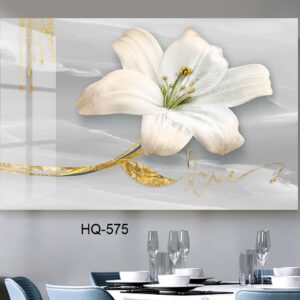 תמונת זכוכית פרח לבן