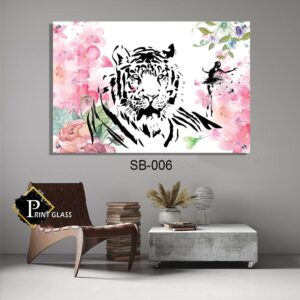 תמונת זכוכית לחדר שינה של נמר מצויר