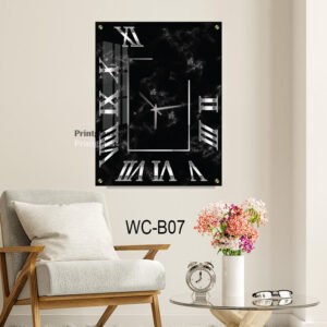 שעון זכוכית ברקע שחור שיש לחדר שינה