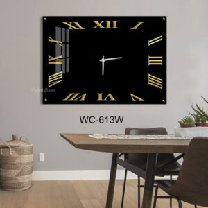 שעון קיר שחור זהב מזכוכית לחדר שינה