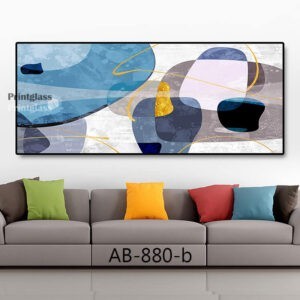 אבסטרקט כחול לבן חום תמונה למשרד מזכוכית