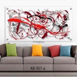 אבסטרקט אדום אפור תמונה למשרד מזכוכית