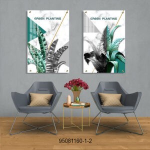 צמחים ירוק טורקיז - תמונת זכוכית לסלון או לפינת האוכל