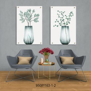 אגרטל זכוכית ירוק - תמונת זכוכית לסלון או לפינת האוכל