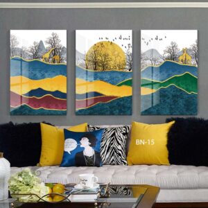 הרים צבעוניות עם איילים - תמונות על זכוכית לסלון או לפינת האוכל
