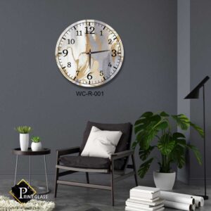 שעון קיר מודרני לחדר שינה מזכוכית רקע חולי