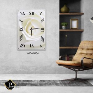 שעון קיר מודרני למטבח מזכוכית של ורד לבן