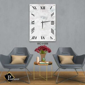 שעון קיר דקורטיבי לסלון מזכוכית של אבסטרקט לבן