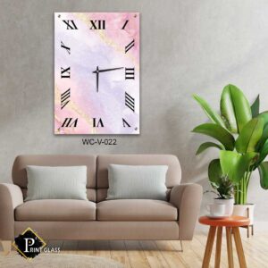 שעון קיר מודרני למטבח מזכוכית של רקע שיש ורוד