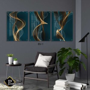 סט תמונות לסלון מזכוכית של אבסטרקט ירוק