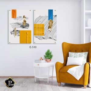 זוג תמונות זכוכית לסלון של מריחות צבע בסגנון אבסטרקט