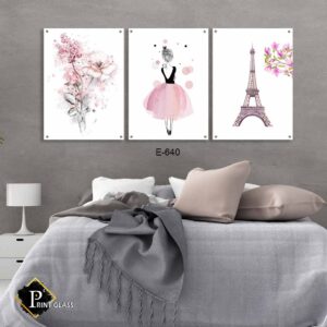 תמונות לסלון 3 חלקים מזכוכית של בלרינה הפריז