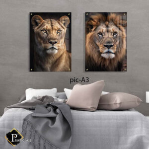 תמונות זכוכית לחדר שינה של אריה ולביאה