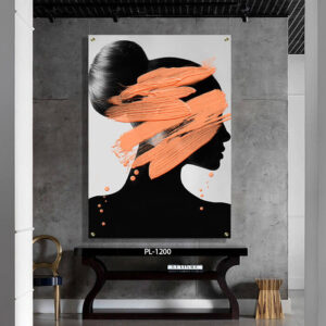 תמונת זכוכית לסלון של פרופיל אישה בשחור לבן