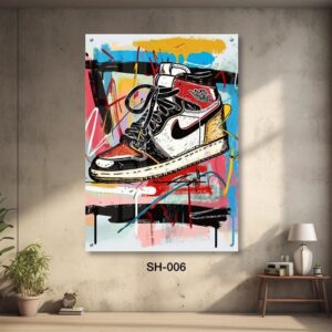 תמונת זכוכית מגניבה לבית של נעל נייק מצוירת