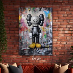 תמונת זכוכית מגניבה לחדר של בובה ברקע שחור לבן