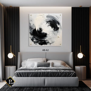 תמונת אבסטרקט לסלון משיכות צבע שחור לבן