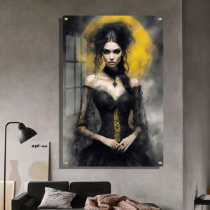 תמונת זכוכית לחדר השינה האישה והירח