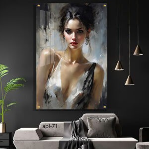 תמונה לחדר השינה אישה בגווני שחור ולבן