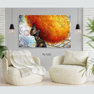 תמונה לסלון של דיוקן אישה אפריקאית עם שיער צבעוני